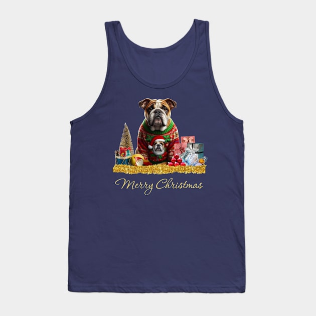 Merry Christmas Bulldog Tank Top by The Artful Barker